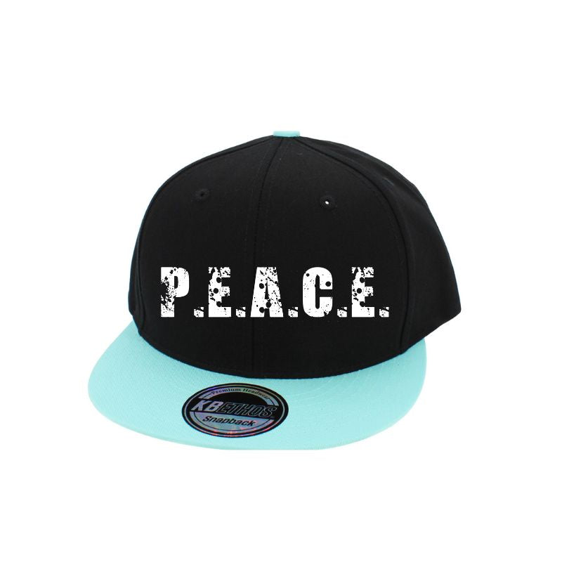 PEACE 2tone Black Aqua Snapback