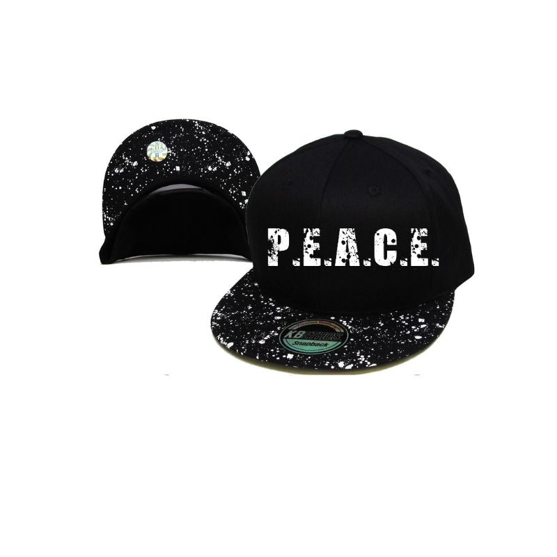 PEACE 2tone Black White Pattern Snapback "Da Cookies 'n' Cream Joint"