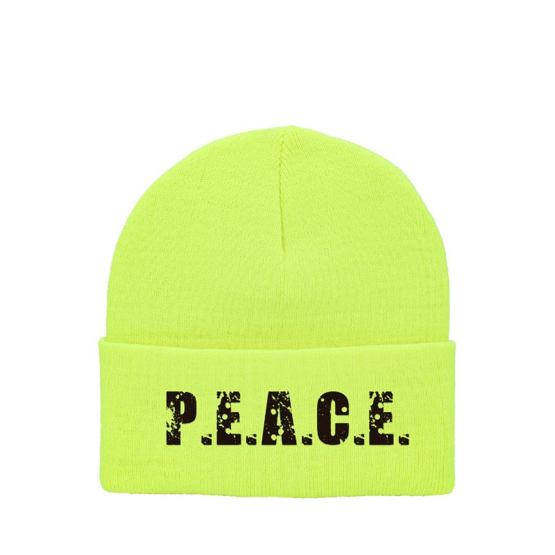 PEACE Yellow Highlighter Beanie