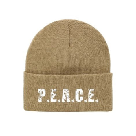 PEACE Khaki Beanie