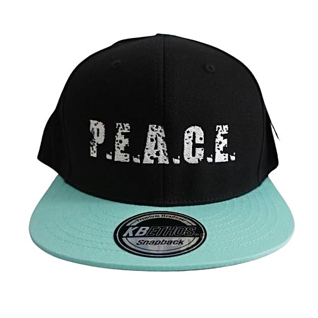 PEACE 2tone Black Aqua Snapback