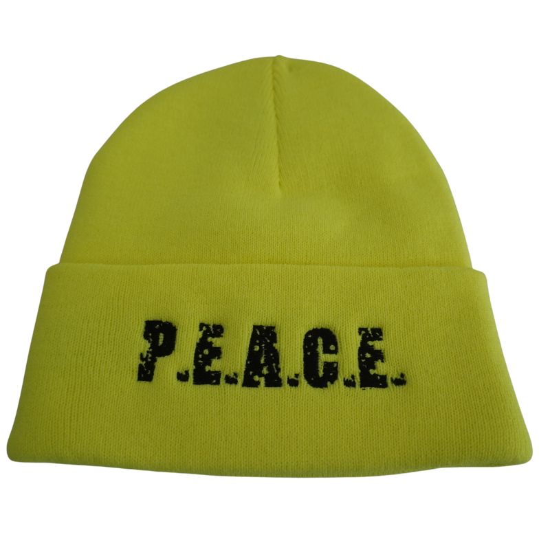 PEACE Yellow Highlighter Beanie