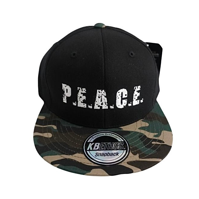 PEACE 2tone Black Camo Snapback