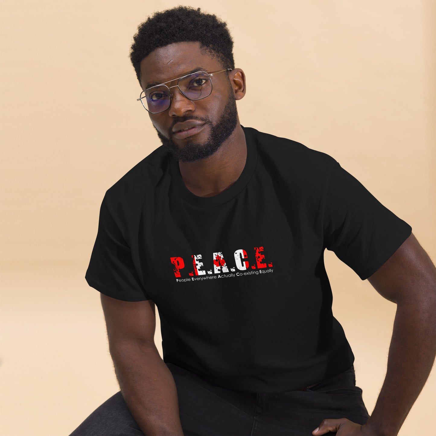 Men's P.E.A.C.E. T-Shirt (Canada Flag Logo)