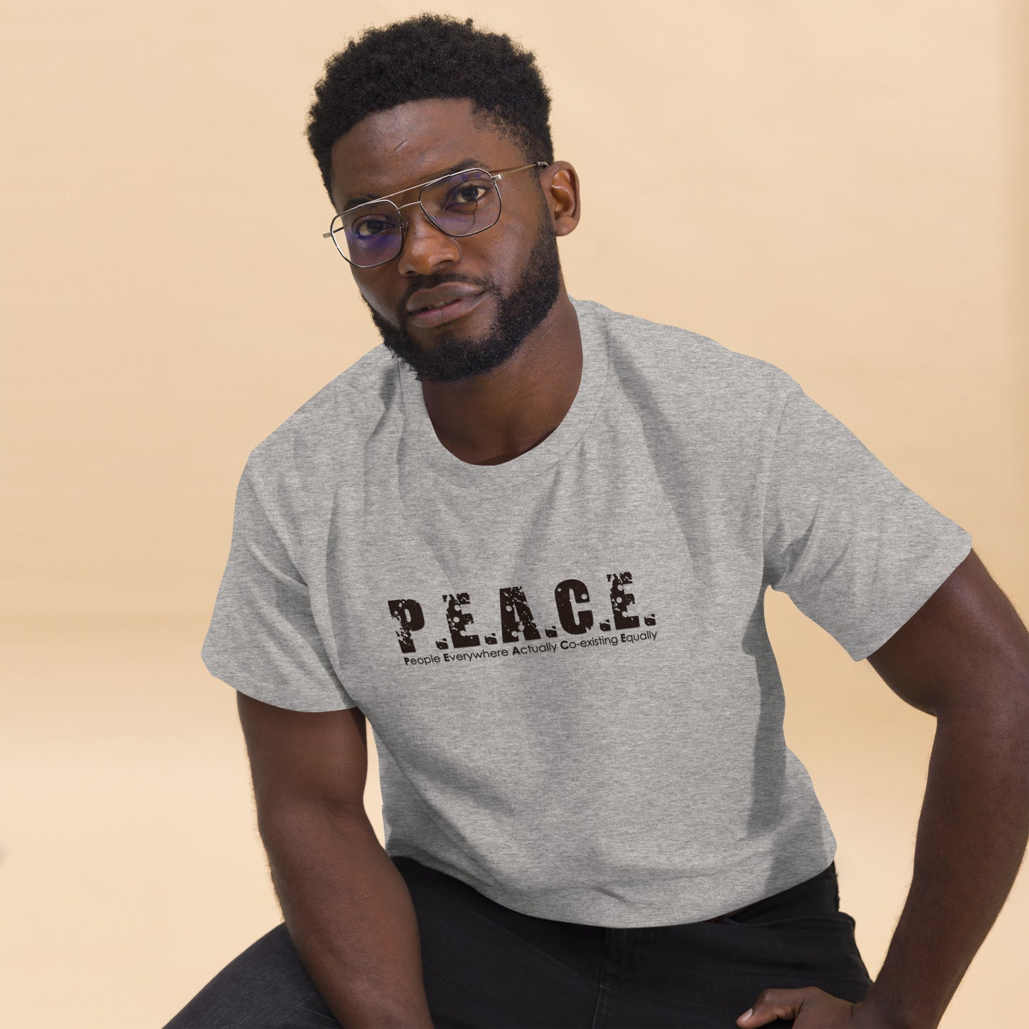 Classic P.E.A.C.E. T-Shirt (Black Logo)