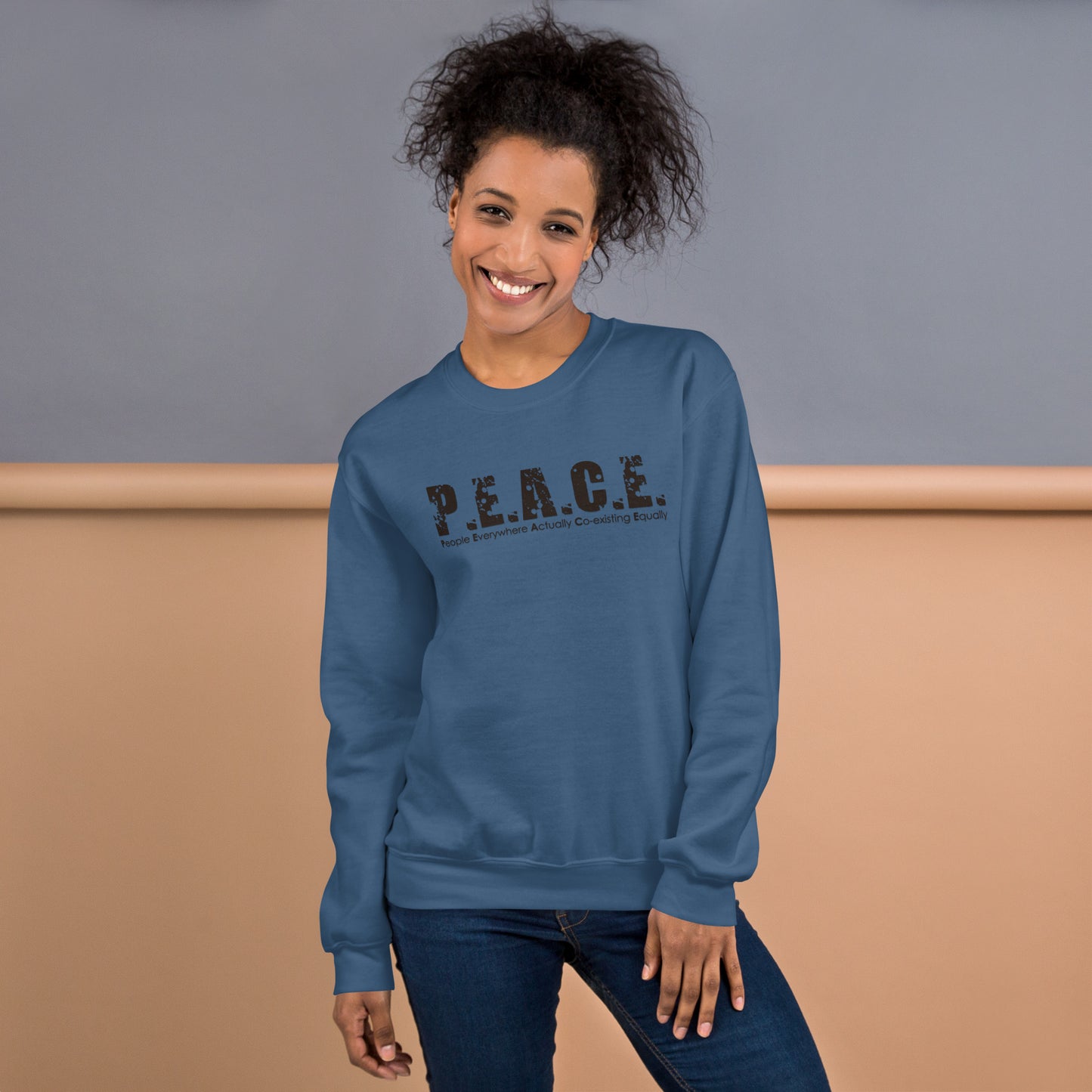 Unisex P.E.A.C.E. Crew Neck Sweatshirt (Black Logo)