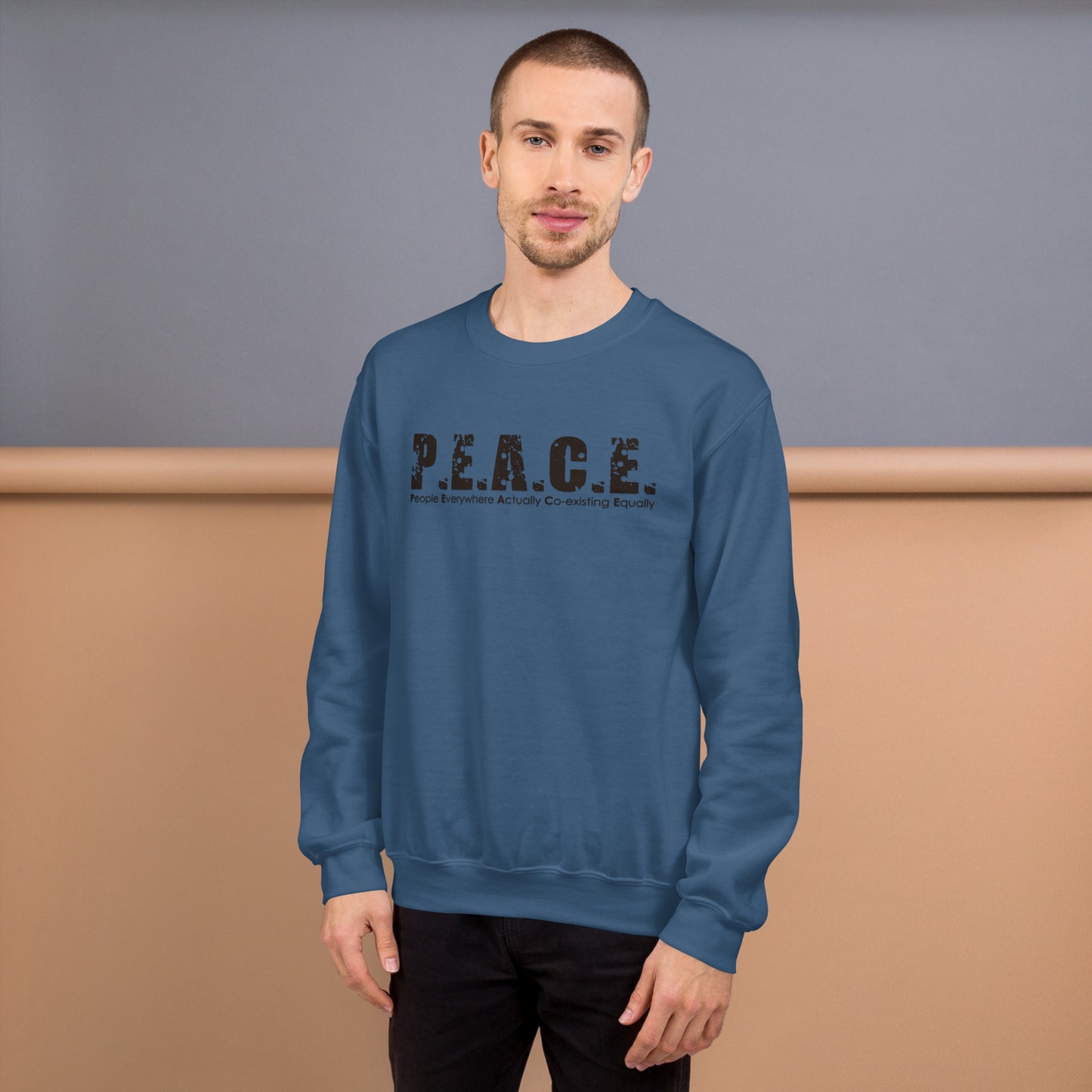 Unisex P.E.A.C.E. Crew Neck Sweatshirt (Black Logo)