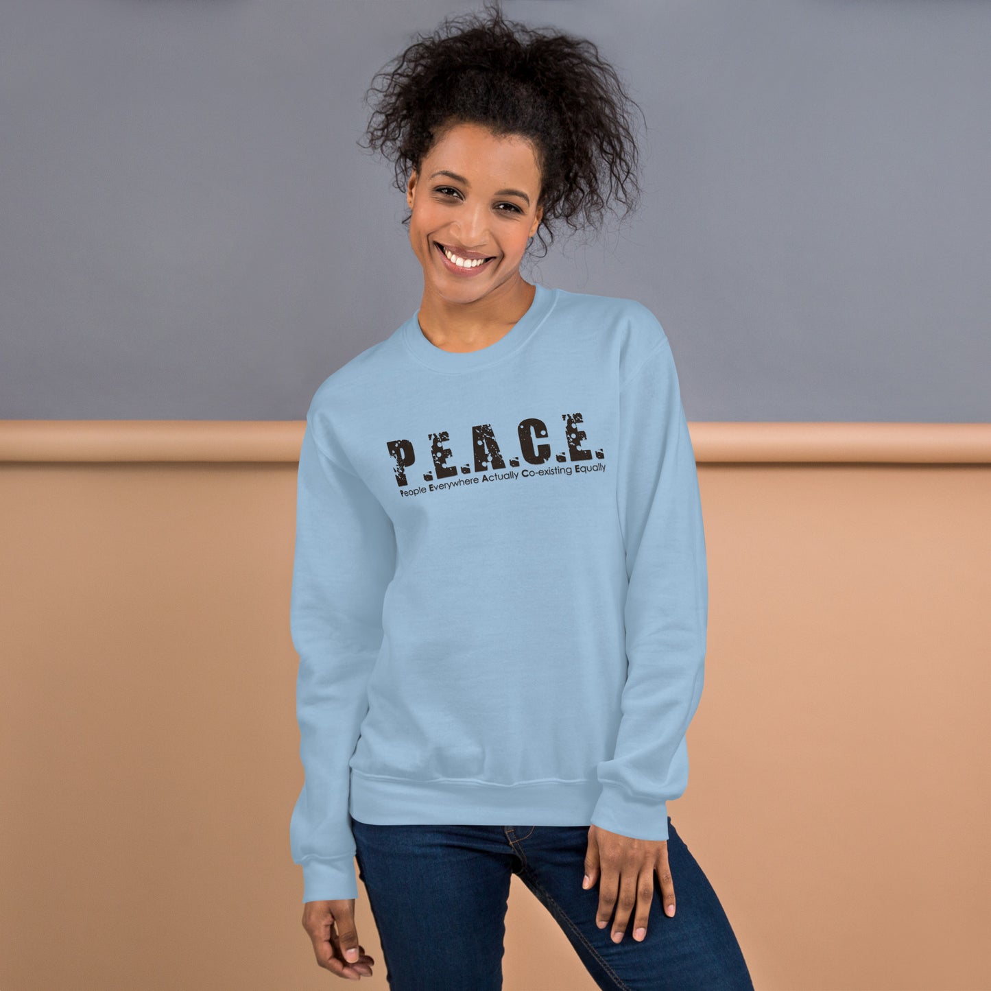 Unisex P.E.A.C.E. Crew Neck Sweatshirt (Black Logo)