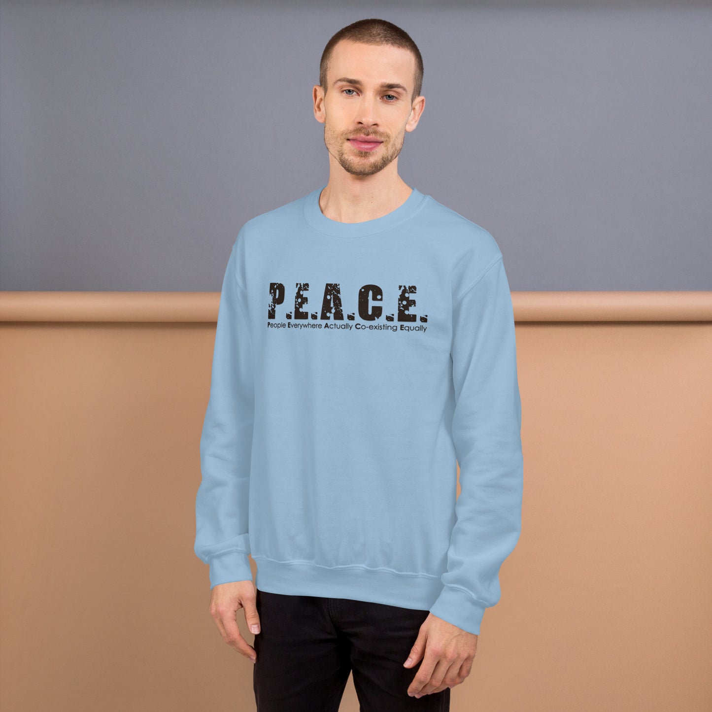 Unisex P.E.A.C.E. Crew Neck Sweatshirt (Black Logo)