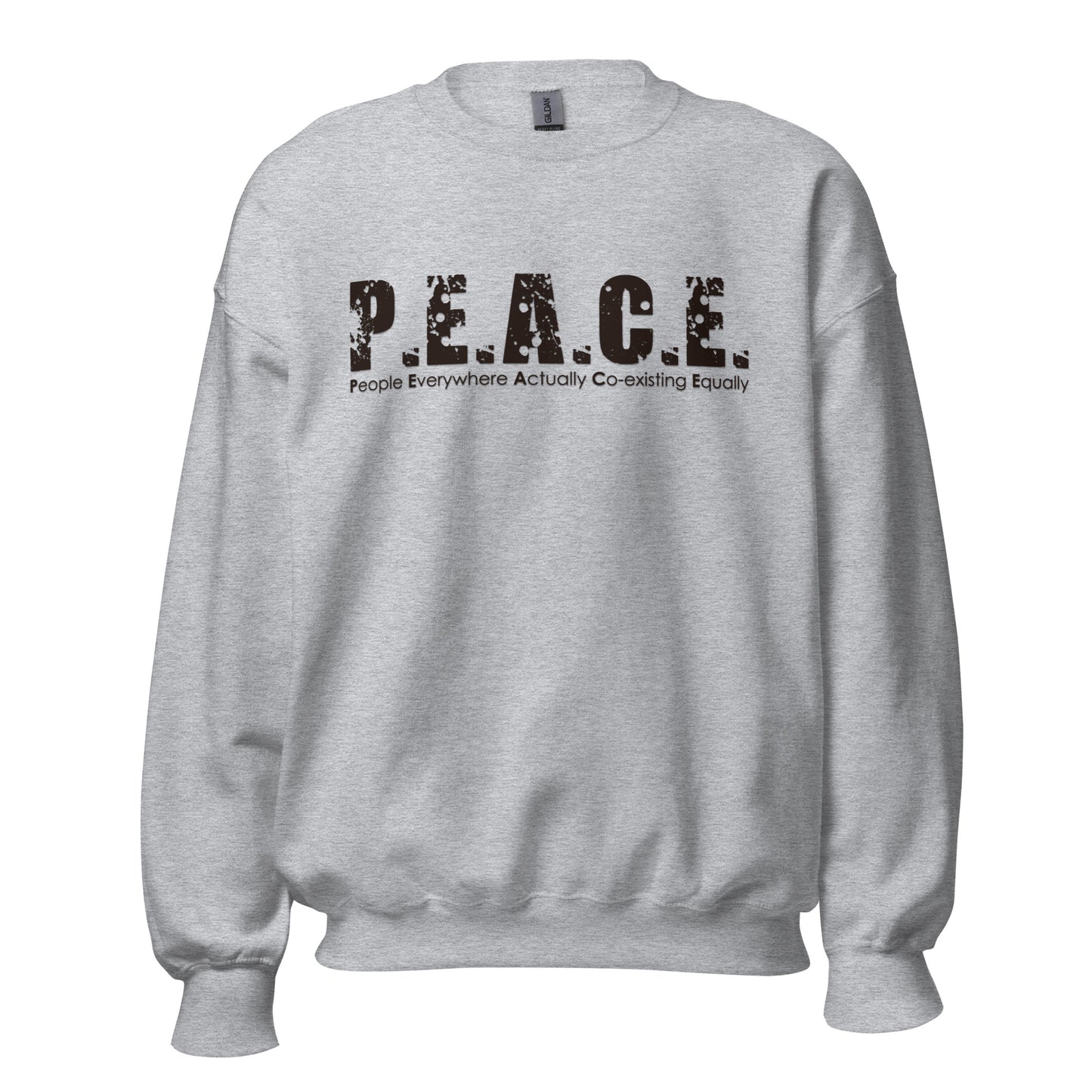 Unisex P.E.A.C.E. Crew Neck Sweatshirt (Black Logo)