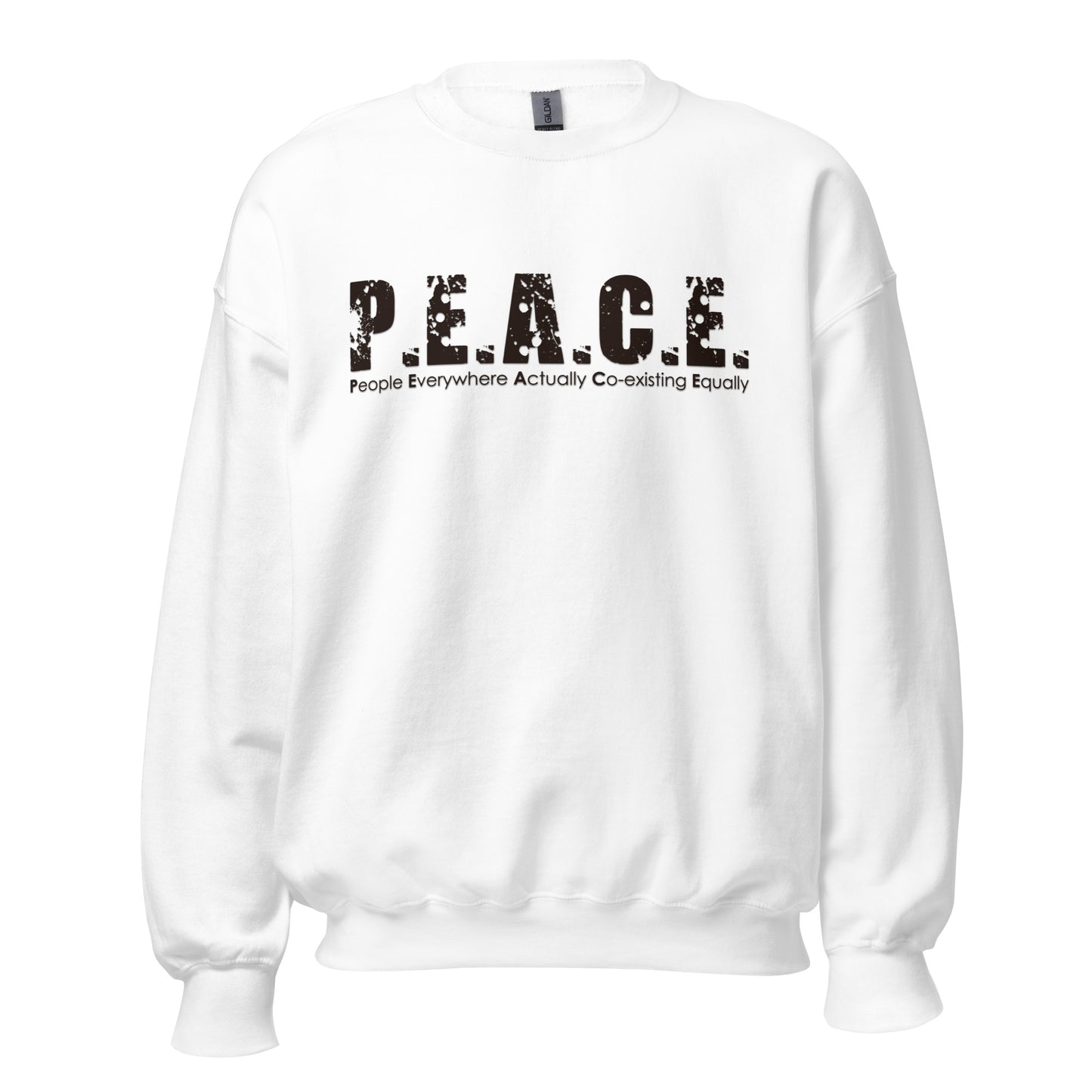 Unisex P.E.A.C.E. Crew Neck Sweatshirt (Black Logo)