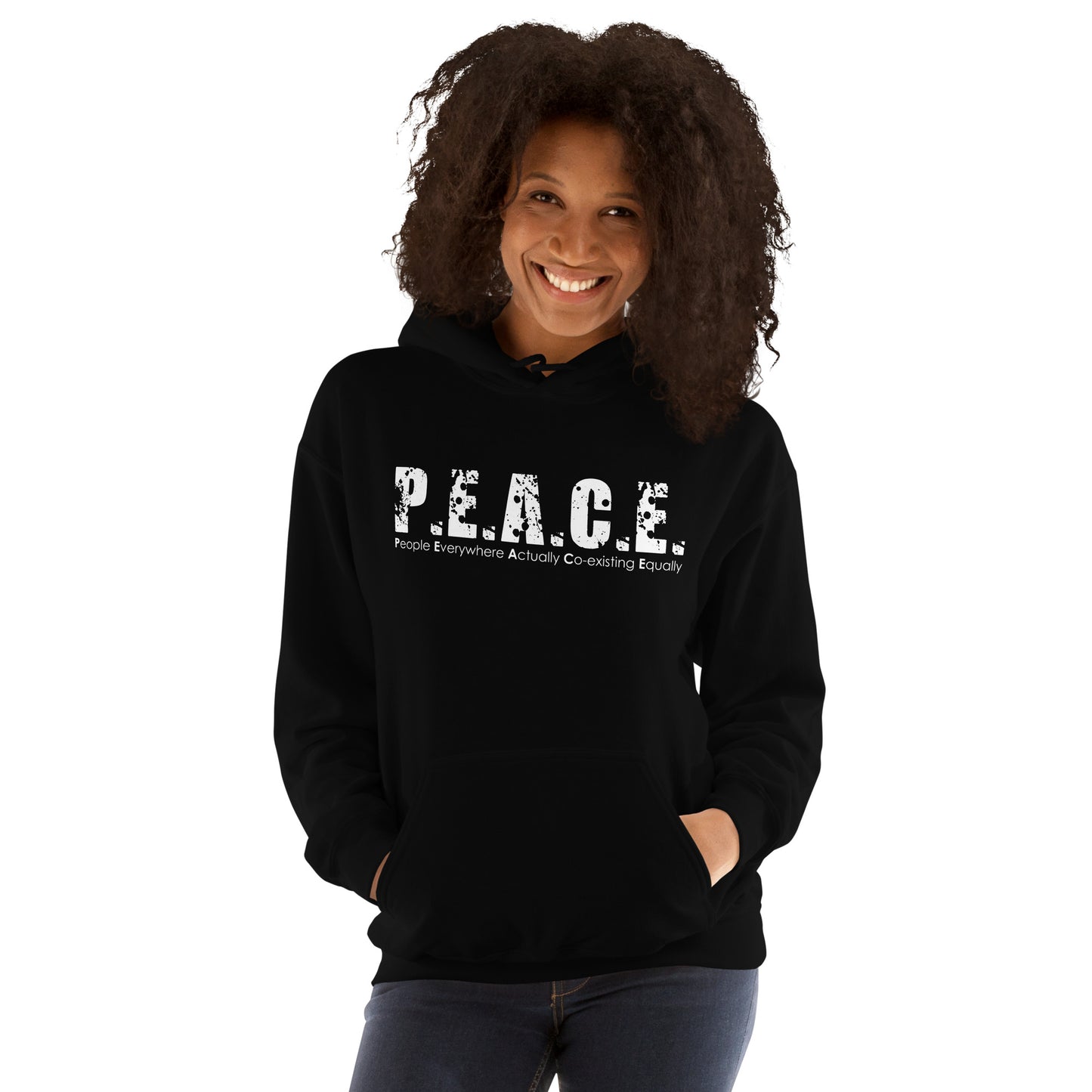 Unisex P.E.A.C.E. Hoodie (White Logo)