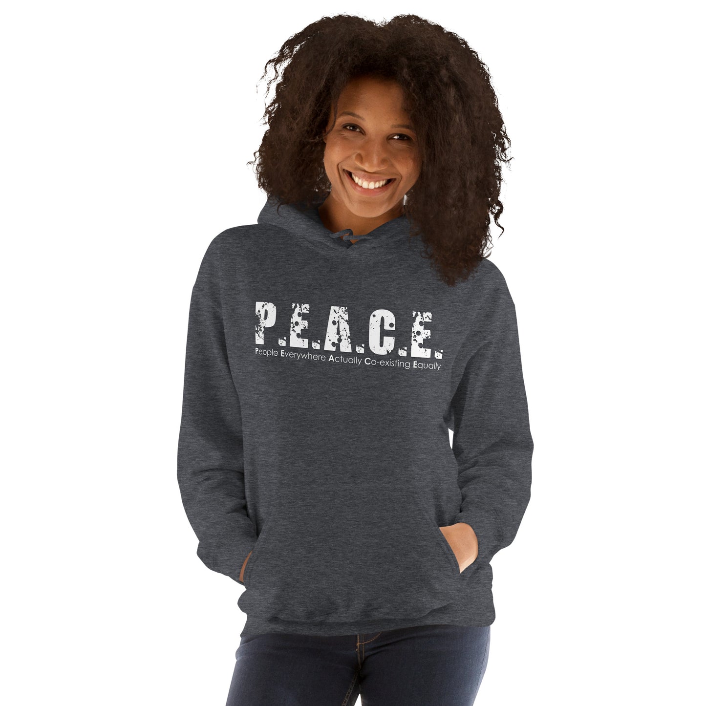 Unisex P.E.A.C.E. Hoodie (White Logo)