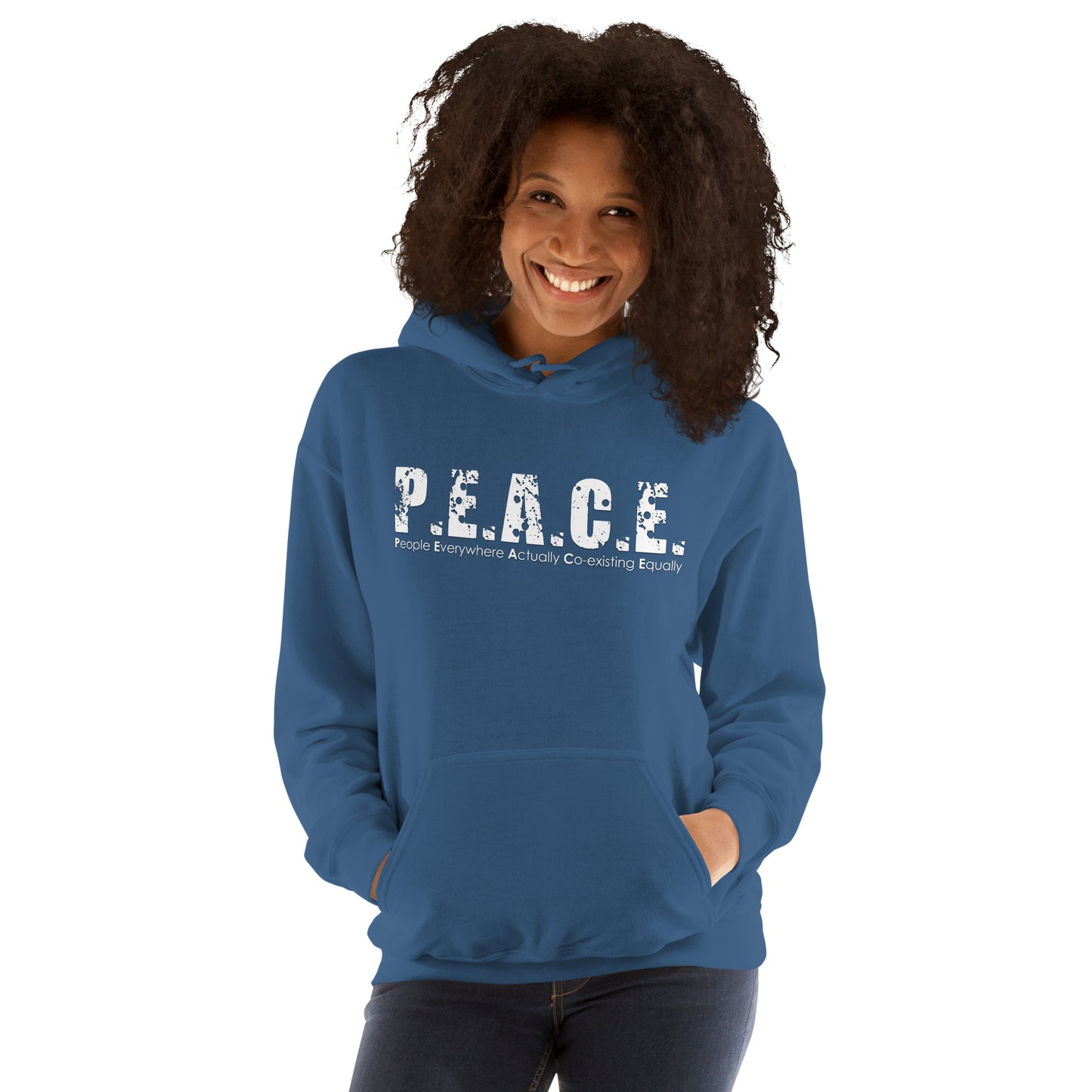 Unisex P.E.A.C.E. Hoodie (White Logo)