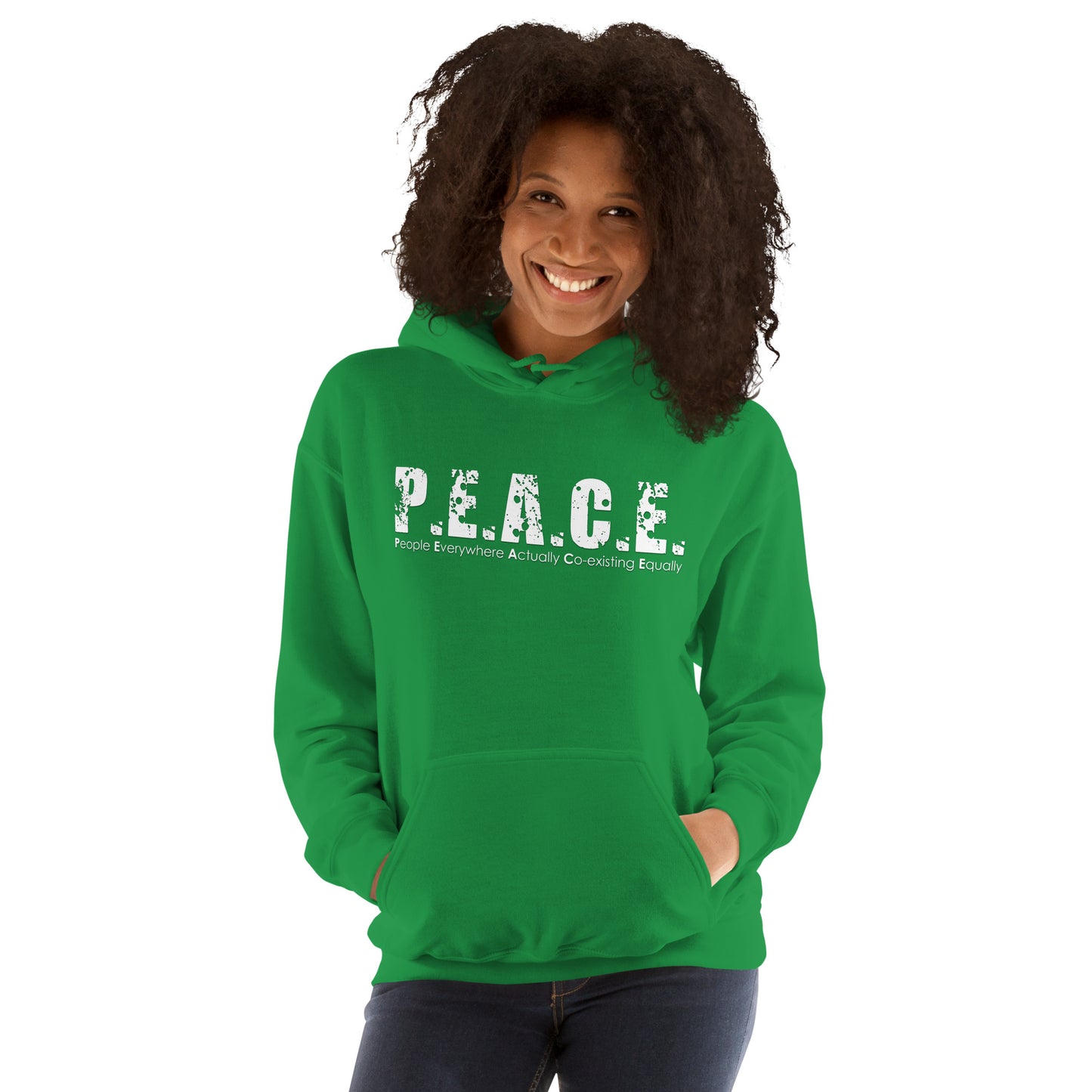 Unisex P.E.A.C.E. Hoodie (White Logo)