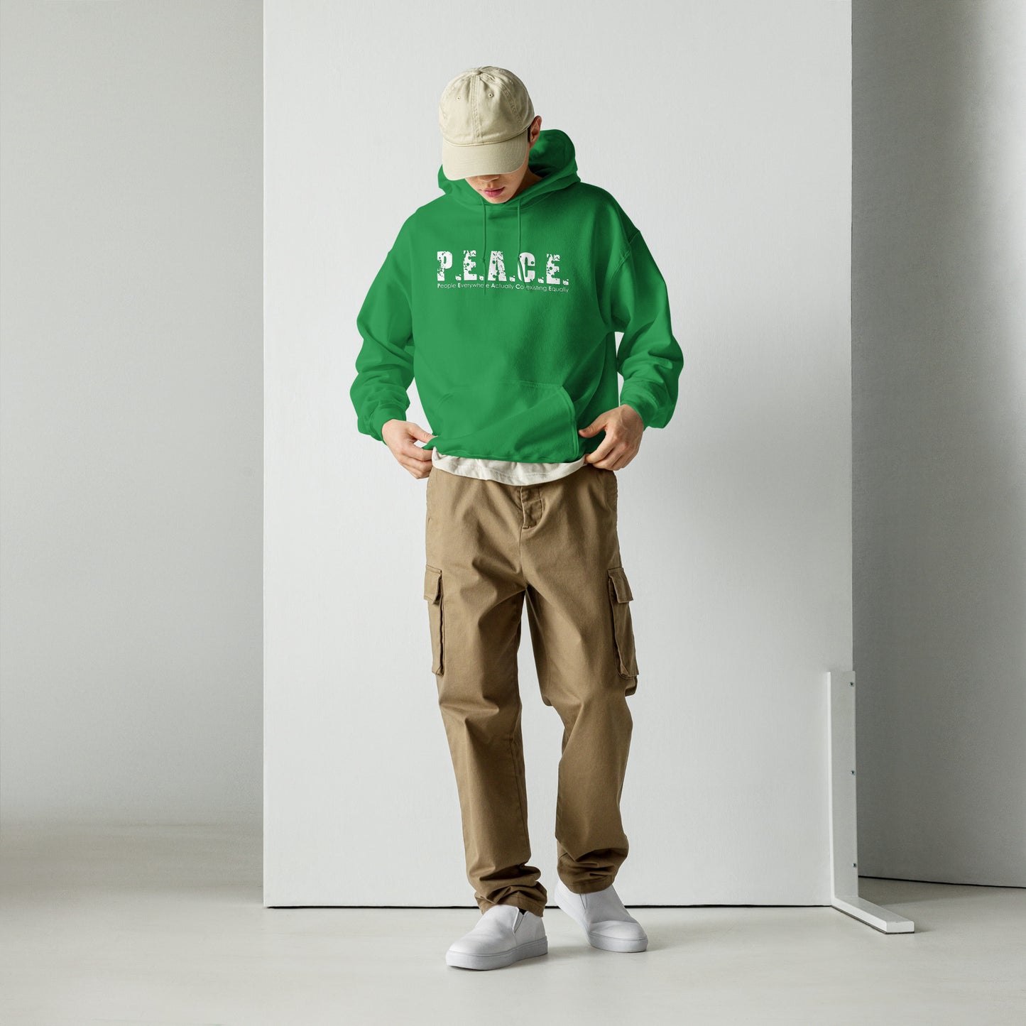 Unisex P.E.A.C.E. Hoodie (White Logo)