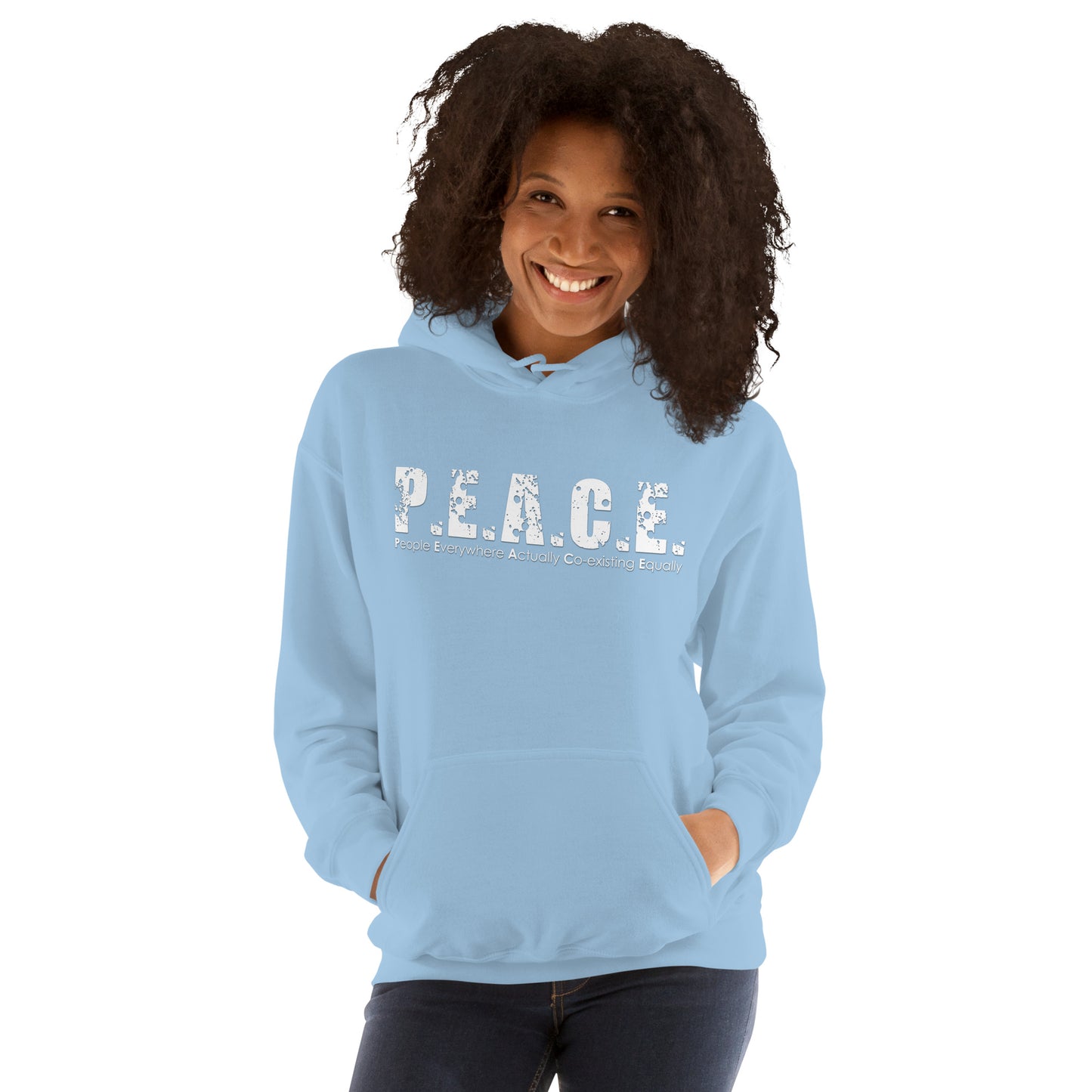 Unisex P.E.A.C.E. Hoodie (White Logo)