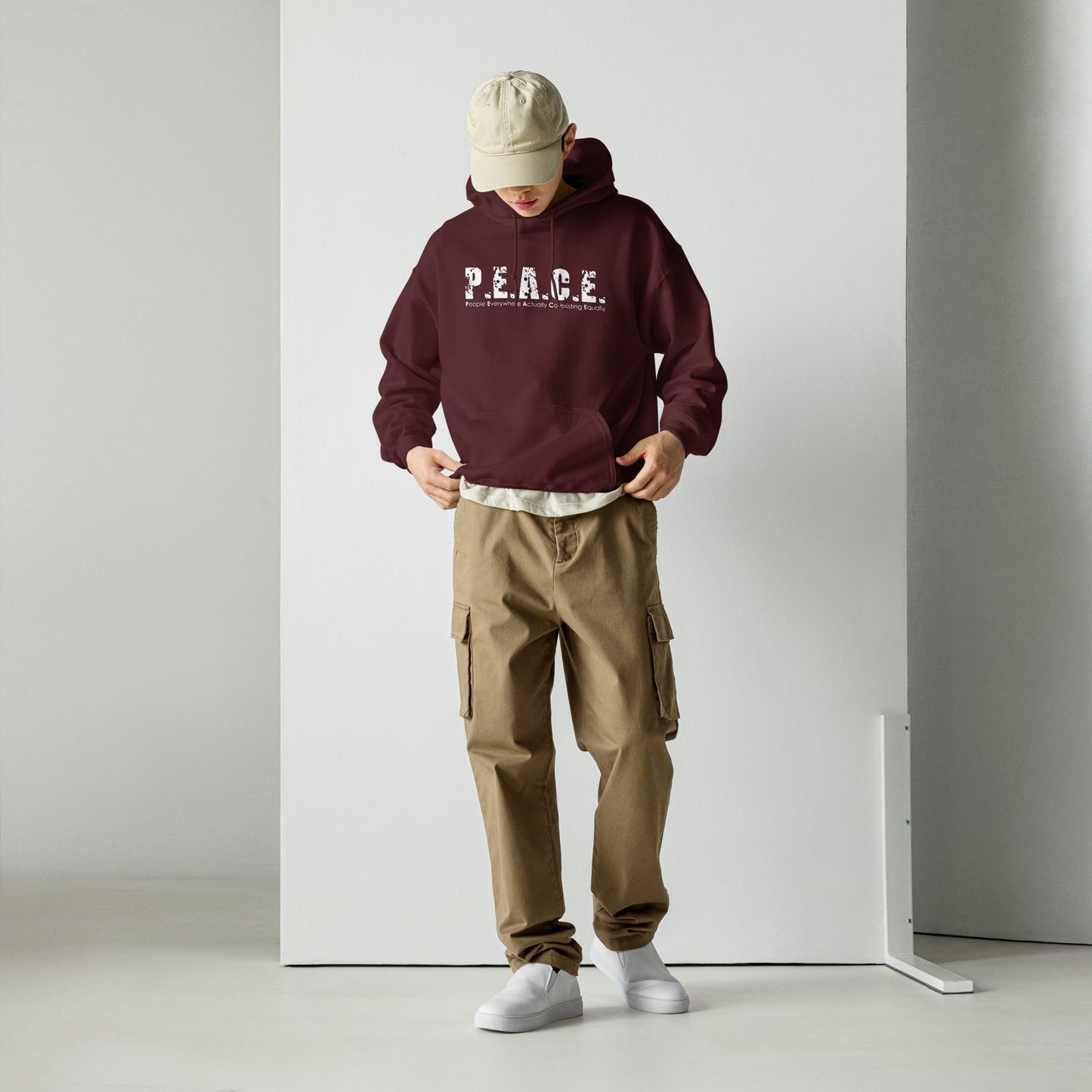 Unisex P.E.A.C.E. Hoodie (White Logo)