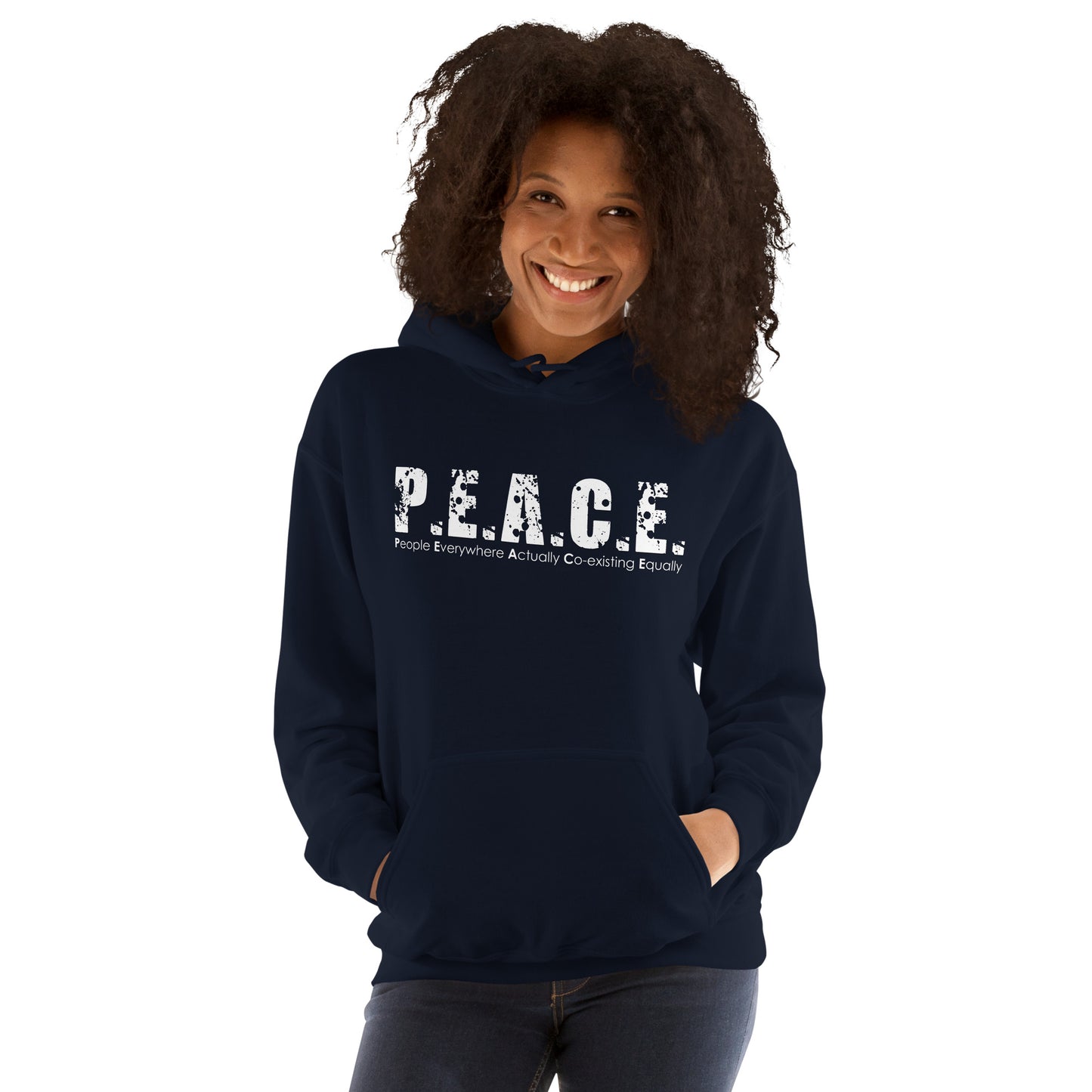 Unisex P.E.A.C.E. Hoodie (White Logo)