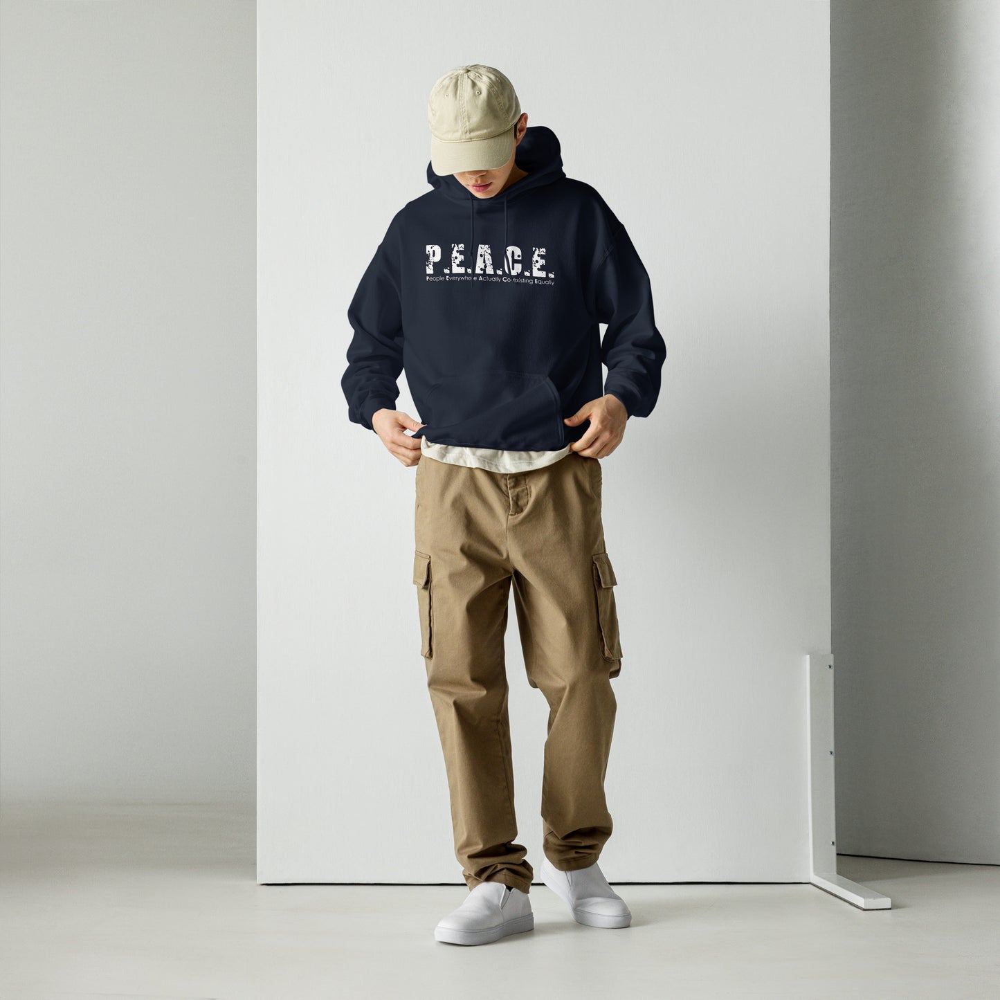 Unisex P.E.A.C.E. Hoodie (White Logo)