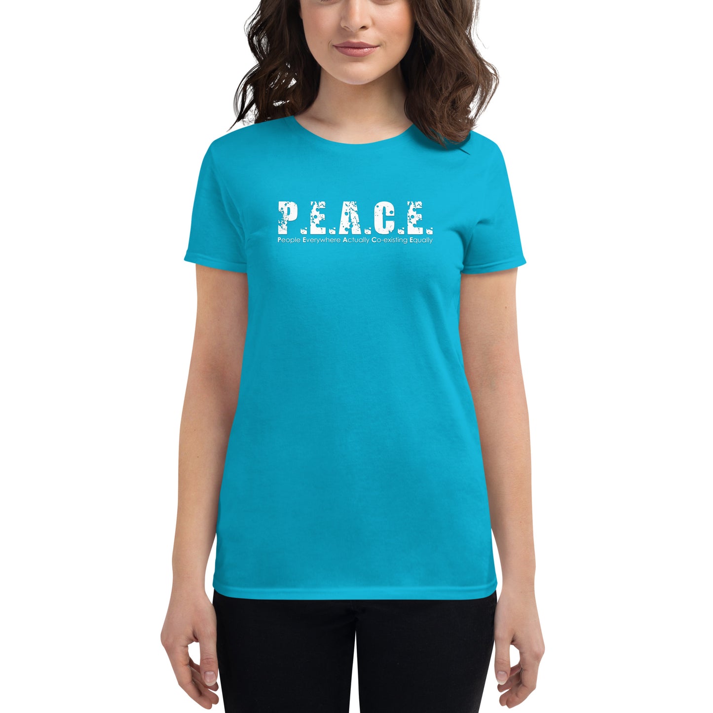Women's Fitted P.E.A.C.E. T-Shirt (White Logo)