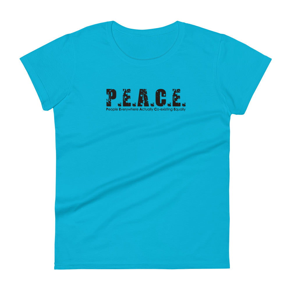 Women's Classic P.E.A.C.E. T-Shirt (Black Logo)