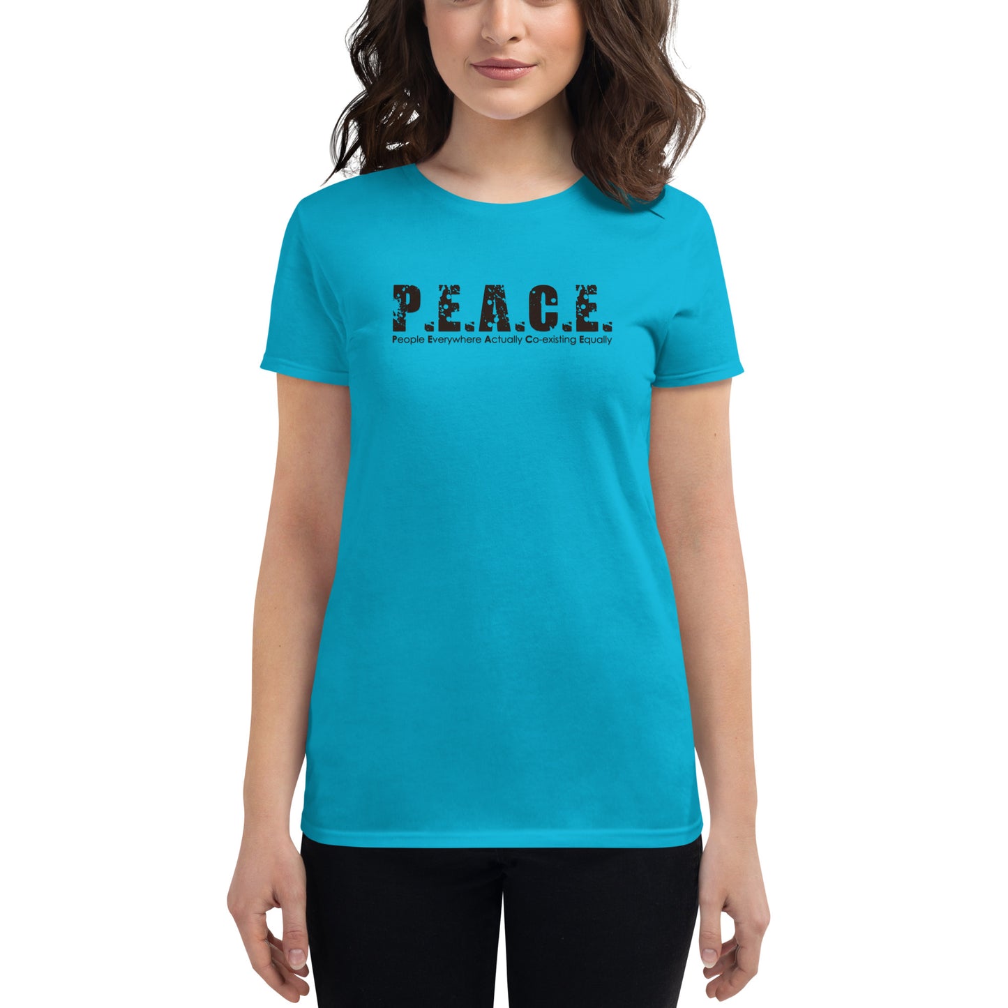 Women's Classic P.E.A.C.E. T-Shirt (Black Logo)