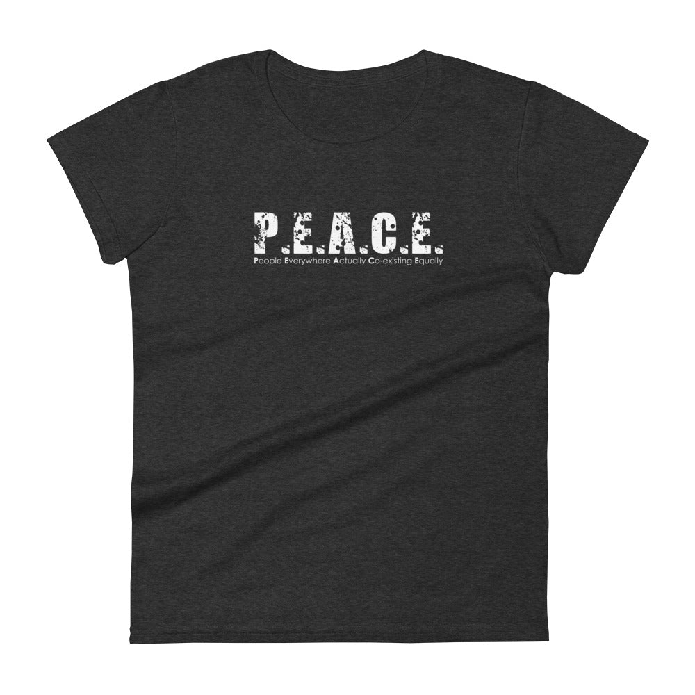 Women's Fitted P.E.A.C.E. T-Shirt (White Logo)