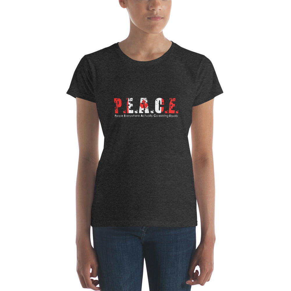 Women's Fitted P.E.A.C.E. T-Shirt (Canada Flag Logo)