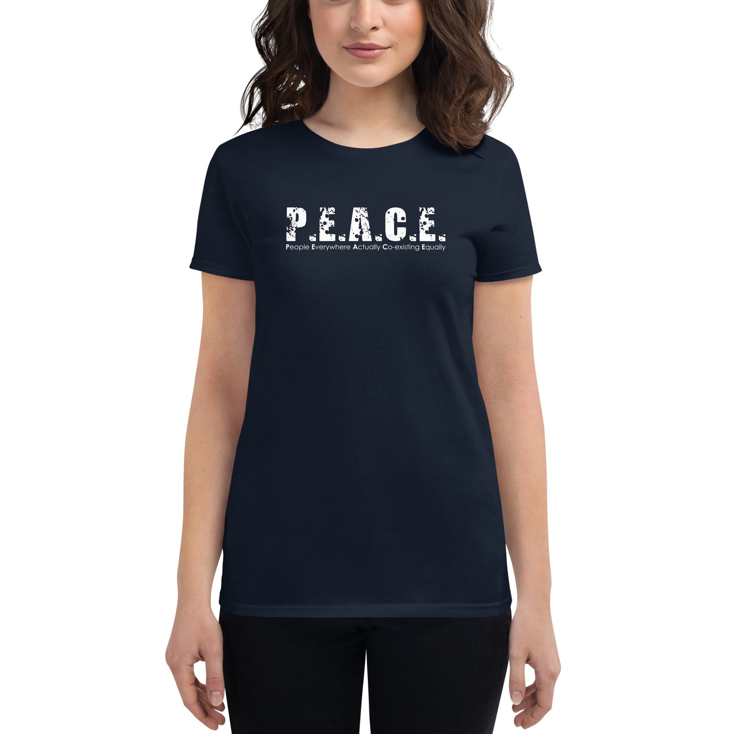 Women's Fitted P.E.A.C.E. T-Shirt (White Logo)