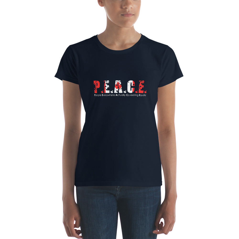 Women's Fitted P.E.A.C.E. T-Shirt (Canada Flag Logo)