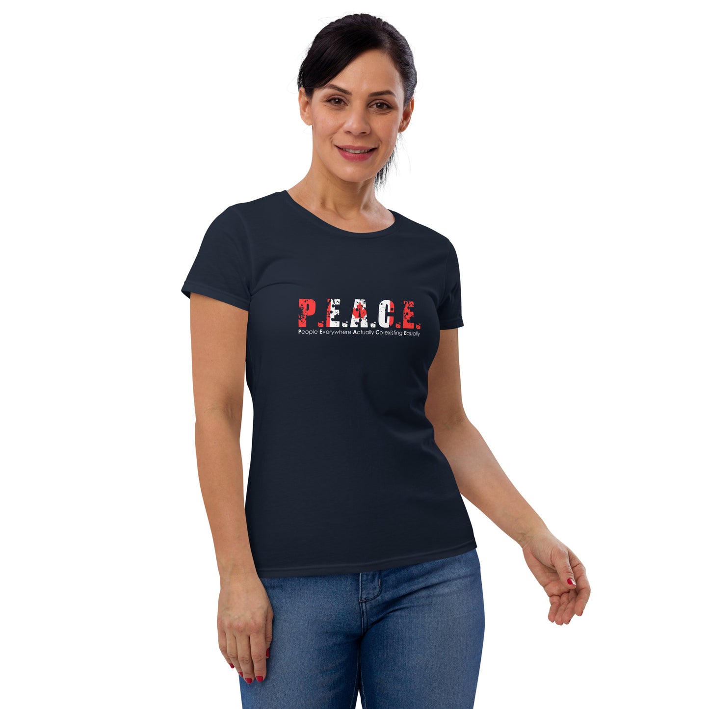 Women's Fitted P.E.A.C.E. T-Shirt (Canada Flag Logo)