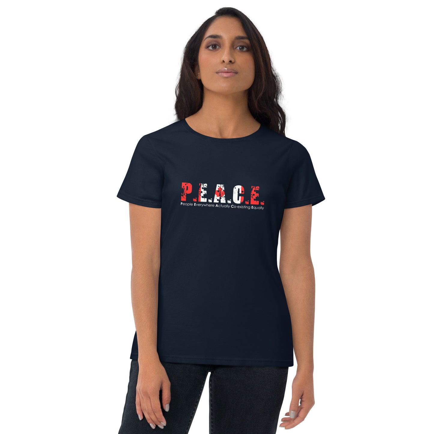 Women's Fitted P.E.A.C.E. T-Shirt (Canada Flag Logo)