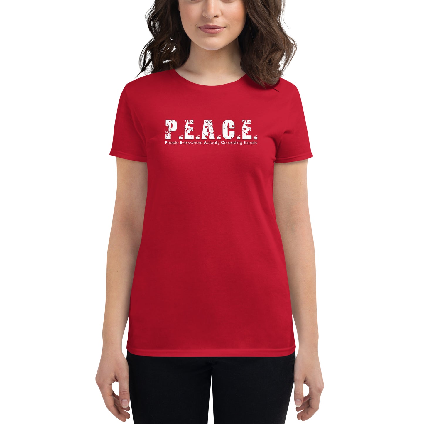 Women's Fitted P.E.A.C.E. T-Shirt (White Logo)