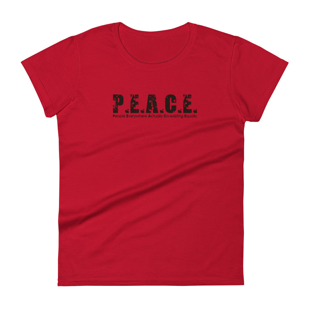 Women's Classic P.E.A.C.E. T-Shirt (Black Logo)