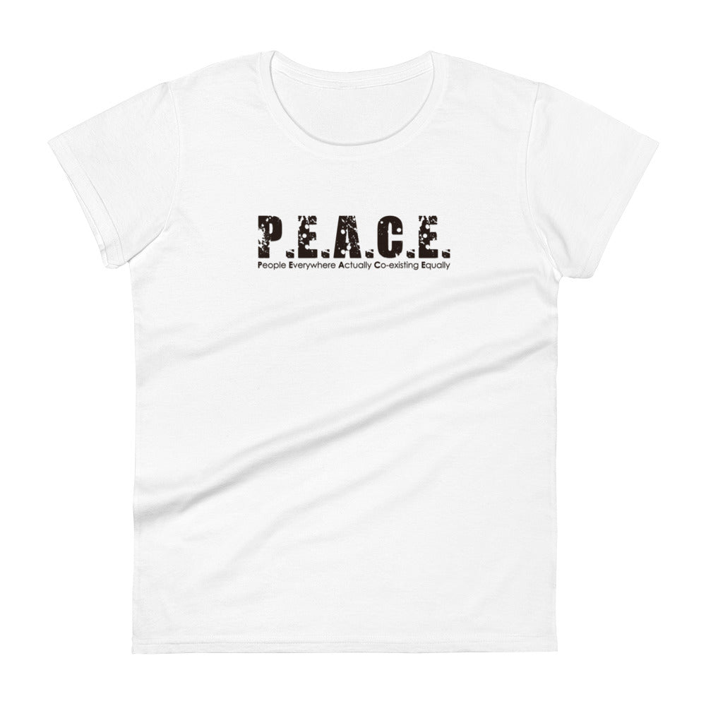 Women's Classic P.E.A.C.E. T-Shirt (Black Logo)