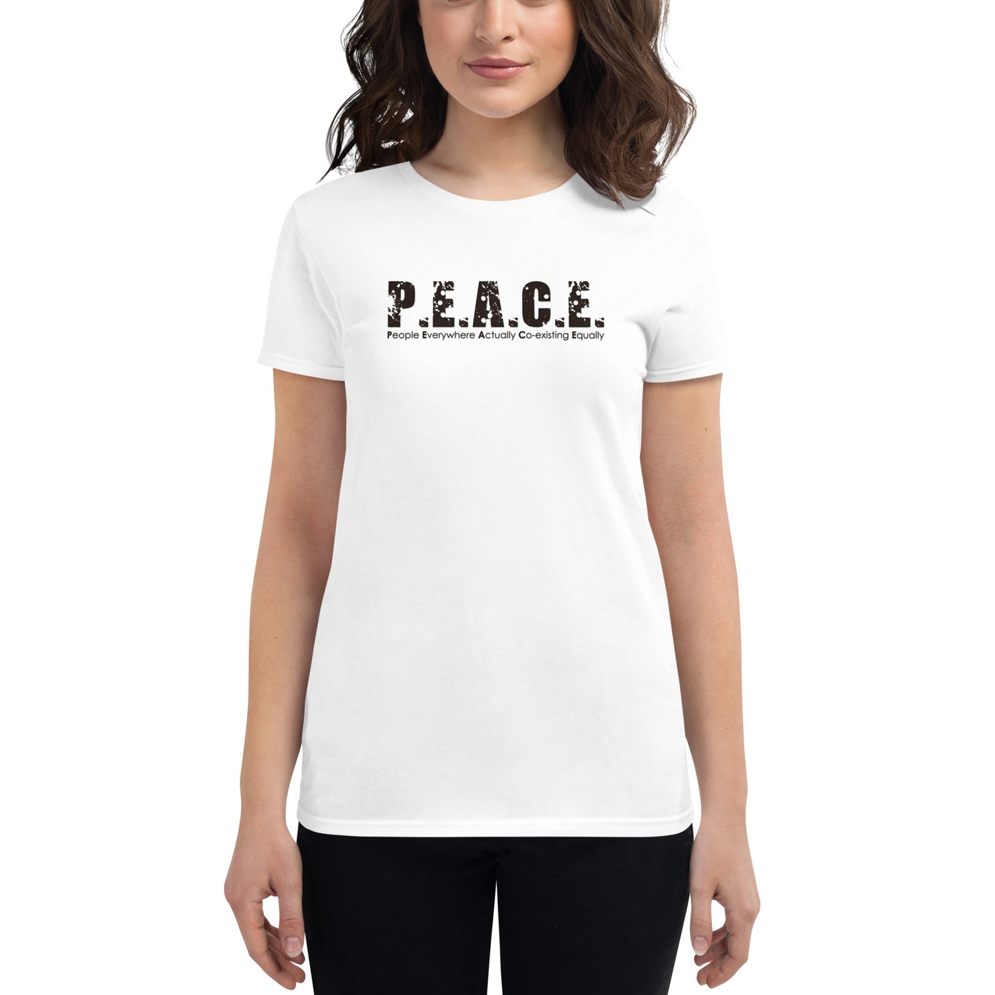 Women's Classic P.E.A.C.E. T-Shirt (Black Logo)