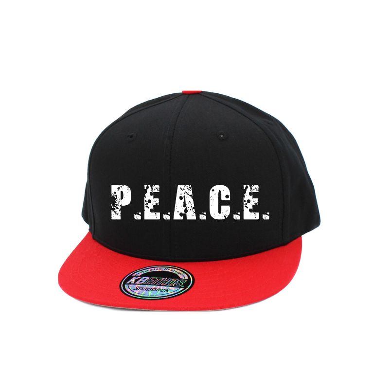 PEACE 2tone Black Red Snapback