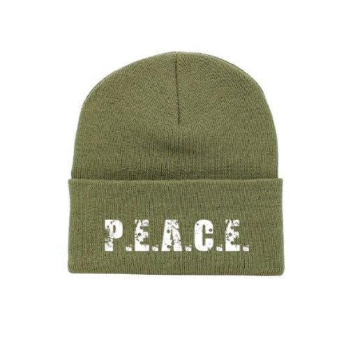 PEACE Army Green Beanie