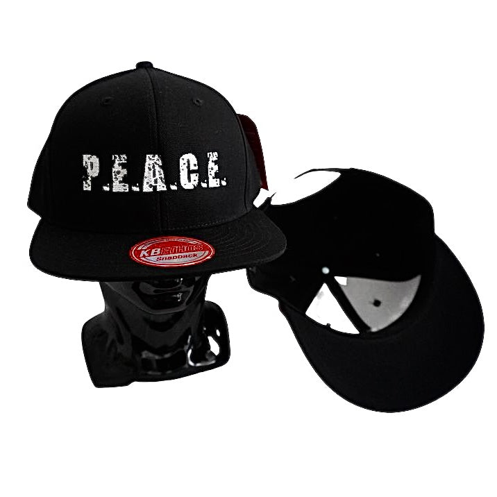 PEACE Solid Black Snapback