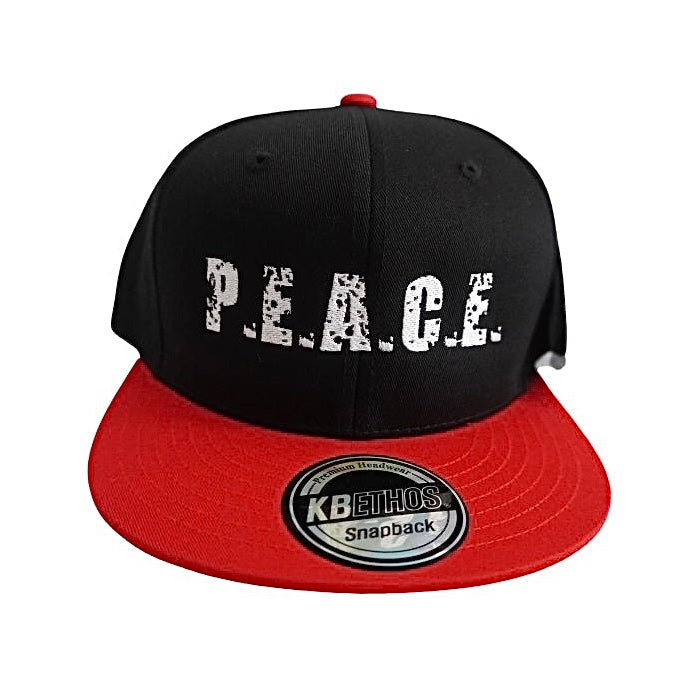 PEACE 2tone Black Red Snapback