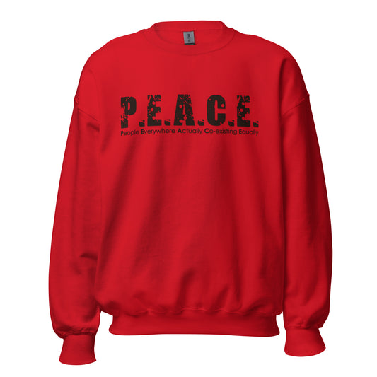 Unisex P.E.A.C.E. Crew Neck Sweatshirt (Black Logo)