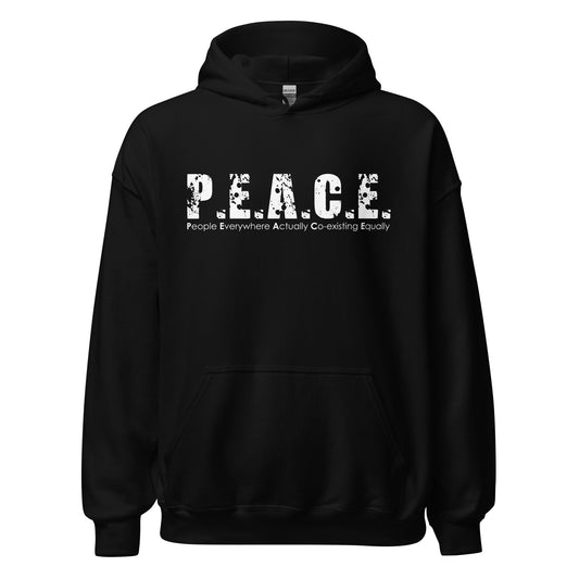 Unisex P.E.A.C.E. Hoodie (White Logo)