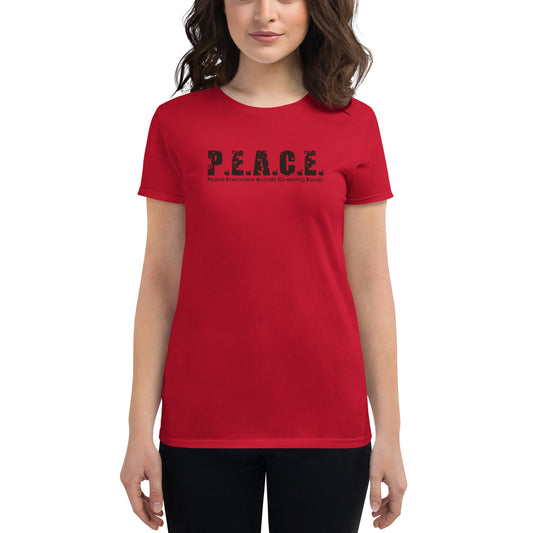 Women's Classic P.E.A.C.E. T-Shirt (Black Logo)
